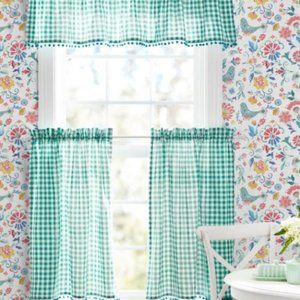 Pioneer Woman ~ Gingham ~ Three (3) Piece Curtain Set ~ 30" x 36" ~ Small Window